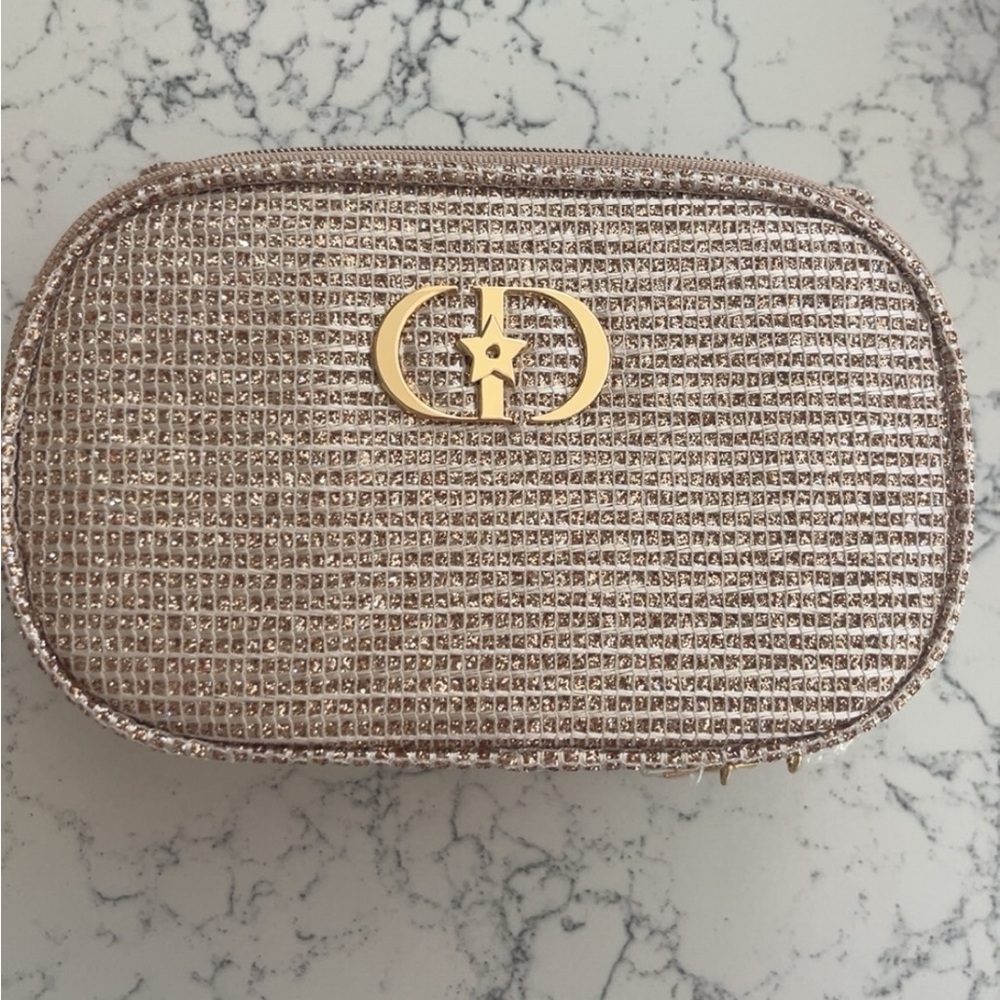 Dior metallic travel makeup bag